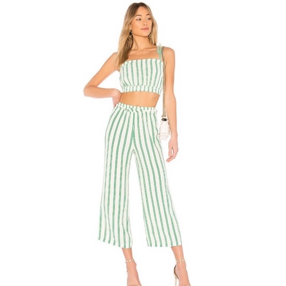 Privacy Please Tops - Privacy Please Schaefer crop Top in Green Stripe